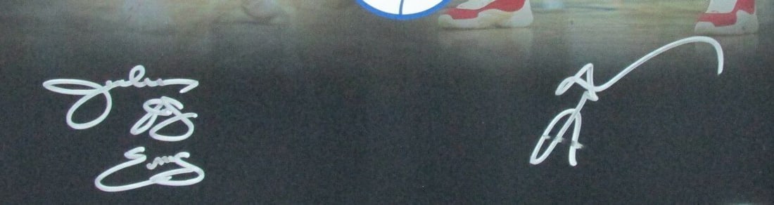 167665 Julius Erving/ Allen Iverson 76ers Dual-Signed 16x20 Photo Framed PSA/ DNA - 2