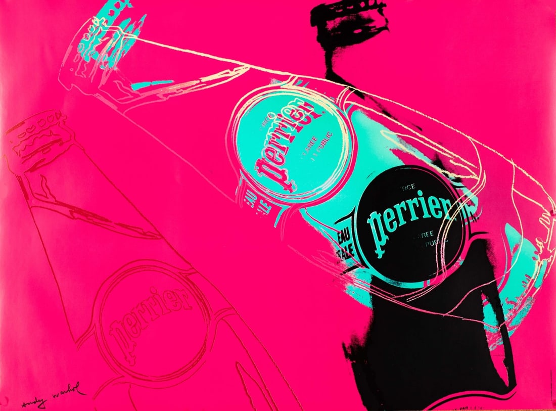 Version Perrier By Andy Warhol Vintage Pop Art Poster On Linen Excellent Red - 2