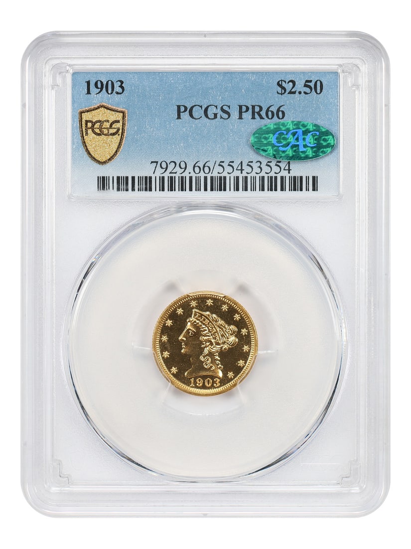 Liberty Head $2.5 - 1903 $2.50 PCGS/ CAC PR66: Liberty Head $2.5 - 1903 $2.50 PCGS/ CAC PR66 This listing features Liberty Head $2.5 - 1903 $2.50 PCGS/ CAC PR66. Item specifics are provided below. Item Specifics: Certification: PCGS Certification