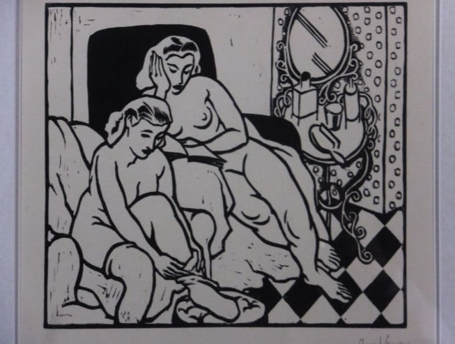 Deco Clment Serveau 1945 Signed Woodcut "Moment of Rest" French Nude Art - 2