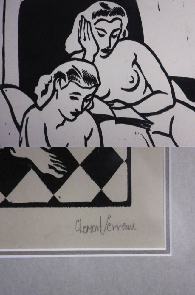 Deco Clment Serveau 1945 Signed Woodcut "Moment of Rest" French Nude Art - 4