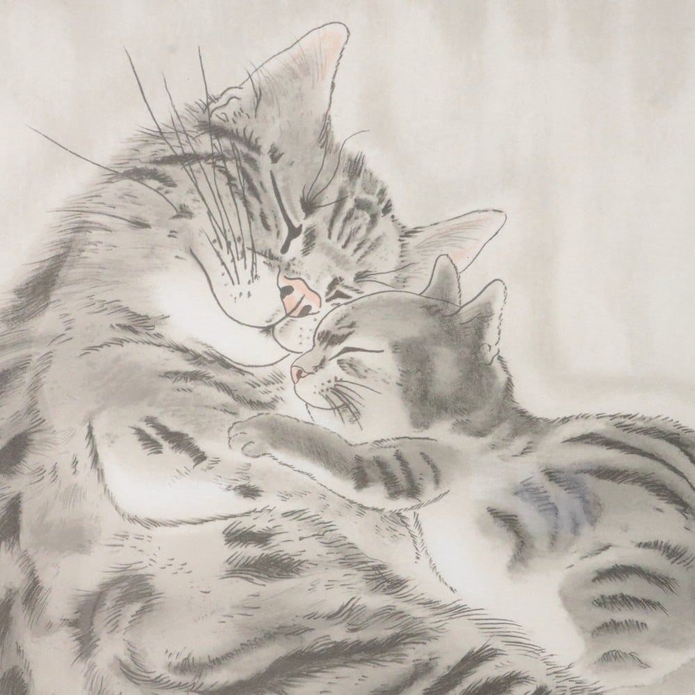 Framed Tsuguharu Foujita Mother & Child Cat Original Lithograph 89/ 300 COA - 3