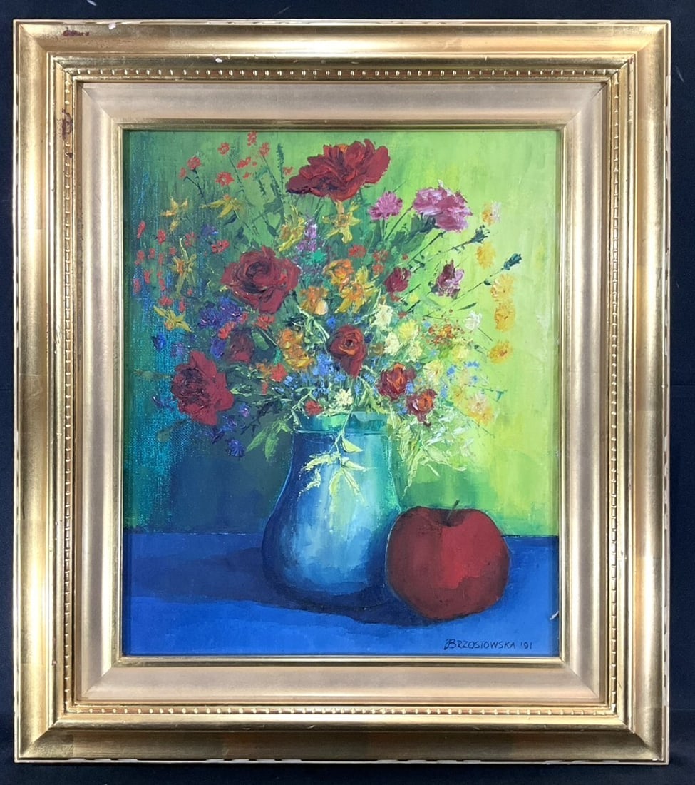 Europe BRZOSTOWSKA 1991 Original Oil Painting Still Life Flowers Vase Eastern: Europe BRZOSTOWSKA 1991 Original Oil Painting Still Life Flowers Vase Eastern This listing features Europe BRZOSTOWSKA 1991 Original Oil Painting Still Life Flowers Vase Eastern. Item specifics are pr
