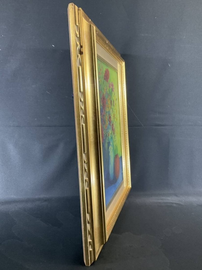 Europe BRZOSTOWSKA 1991 Original Oil Painting Still Life Flowers Vase Eastern - 8