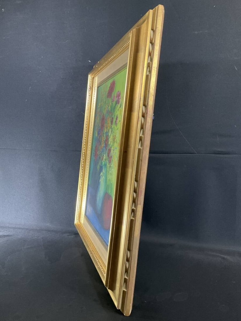 Europe BRZOSTOWSKA 1991 Original Oil Painting Still Life Flowers Vase Eastern - 9