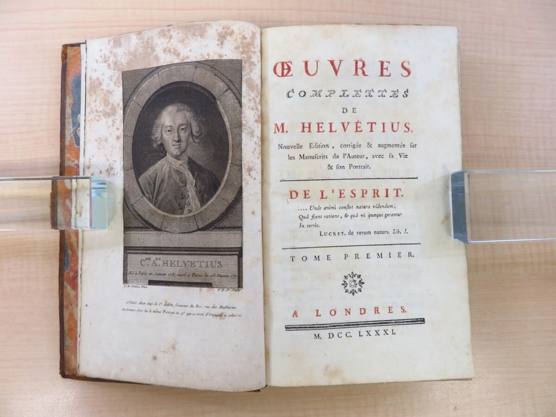 1781 - Oeuvres compltes de M. Helvetius - 1st Edition - Complete Set of 5 Volumes - 4