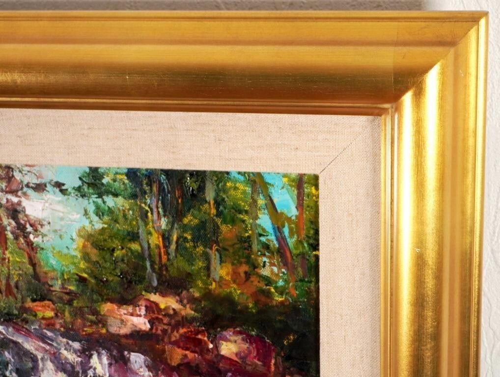 Impressionist Jean Henry 'Waterfall' Original Oil Painting Signed Framed Modern - 6