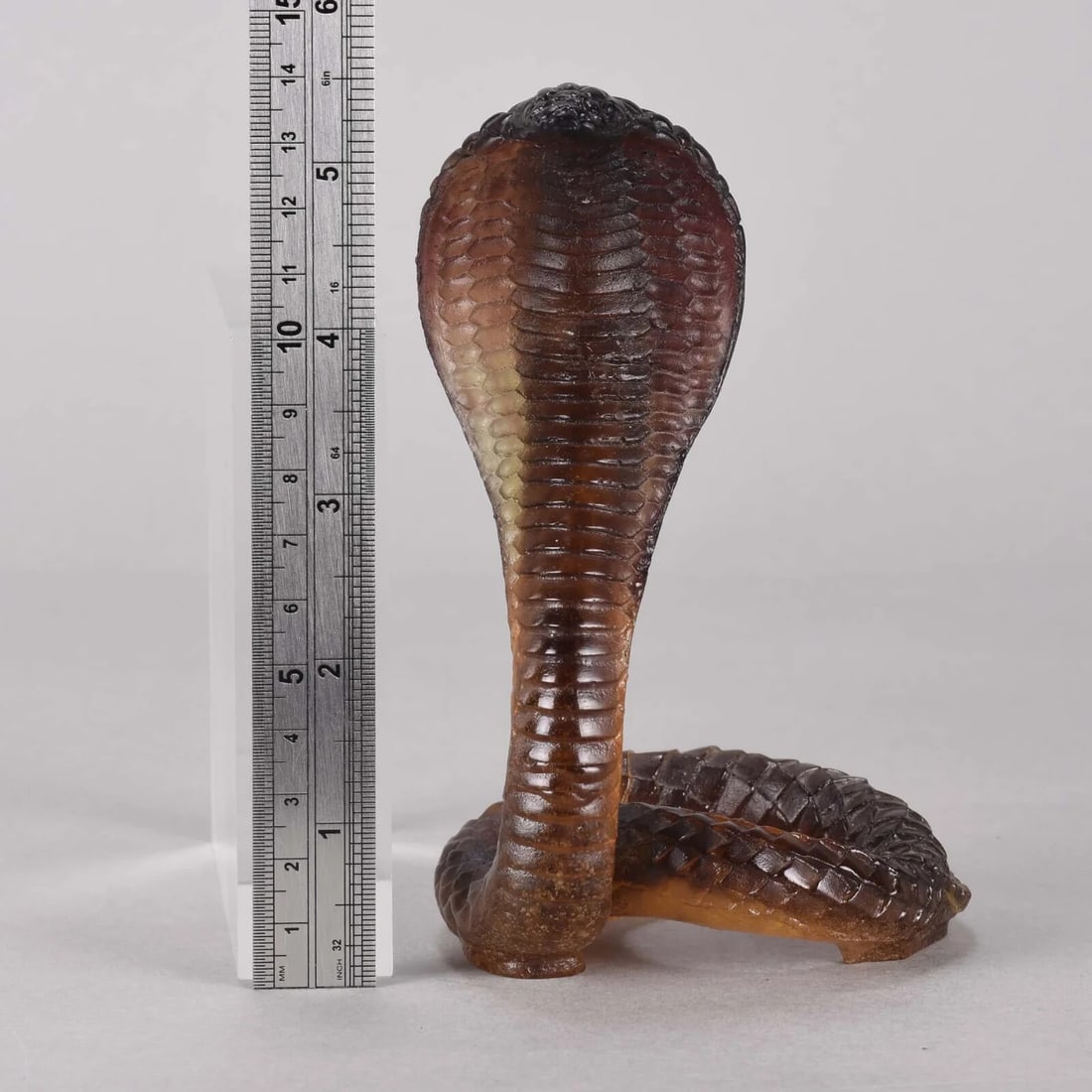 Color Daum France Animal Series Cobra Snake Crystal Glass w/ BoxChestnut - 2