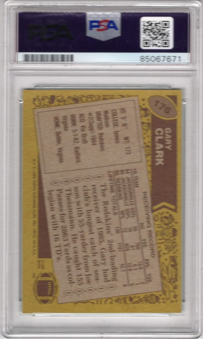 Card Gary Clark 1986 Topps #176 PSA Auto Grade GEM MT 10 - 2