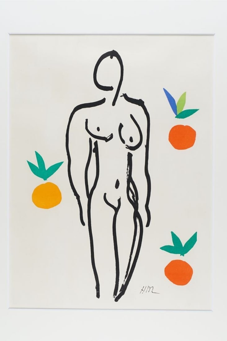Framed Henri Matisse Printed Signed Lithograph "Orange and Nude from Verve" Well - 2