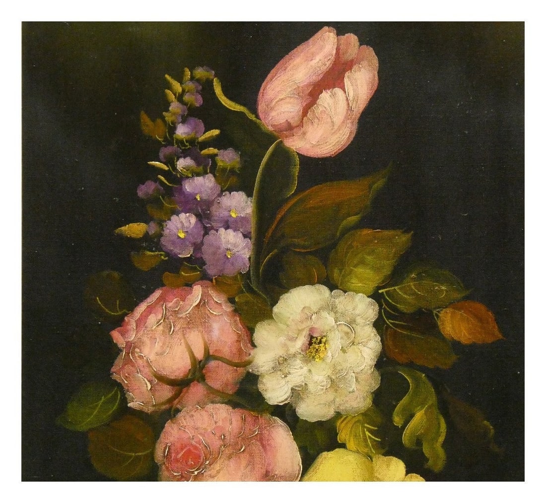 Framed R. Rosini La fleure Original Oil Painting Floral Still Life French Art - 3