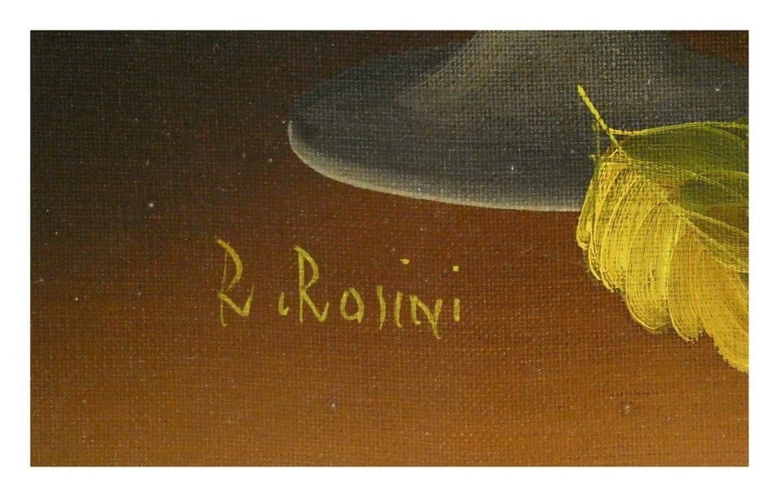 Framed R. Rosini La fleure Original Oil Painting Floral Still Life French Art - 4