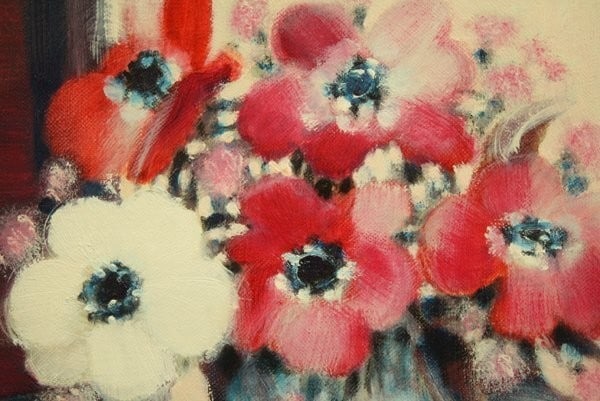 1 blanche" Original Oil Painting on Canvas 27x22cm - Helene Pichot "4 rouges - 4