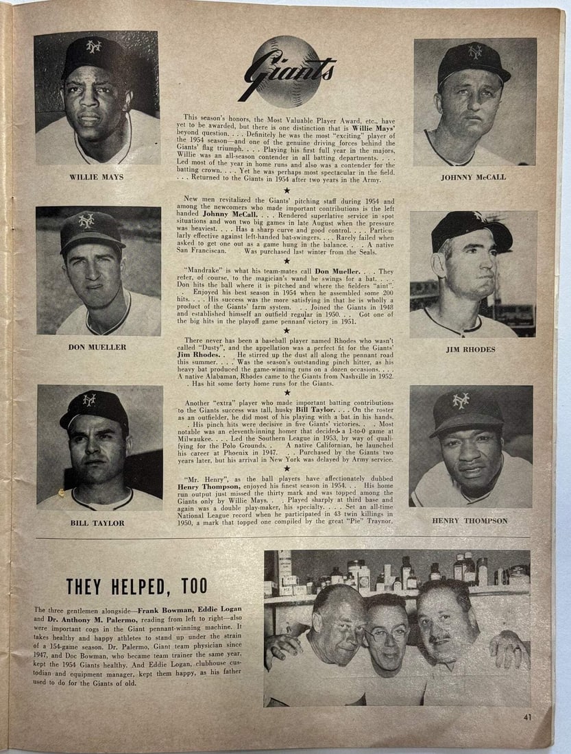 Indians Willie Mays Signed 1954 MLB World Series Program NY Giants vs Cleveland - 3
