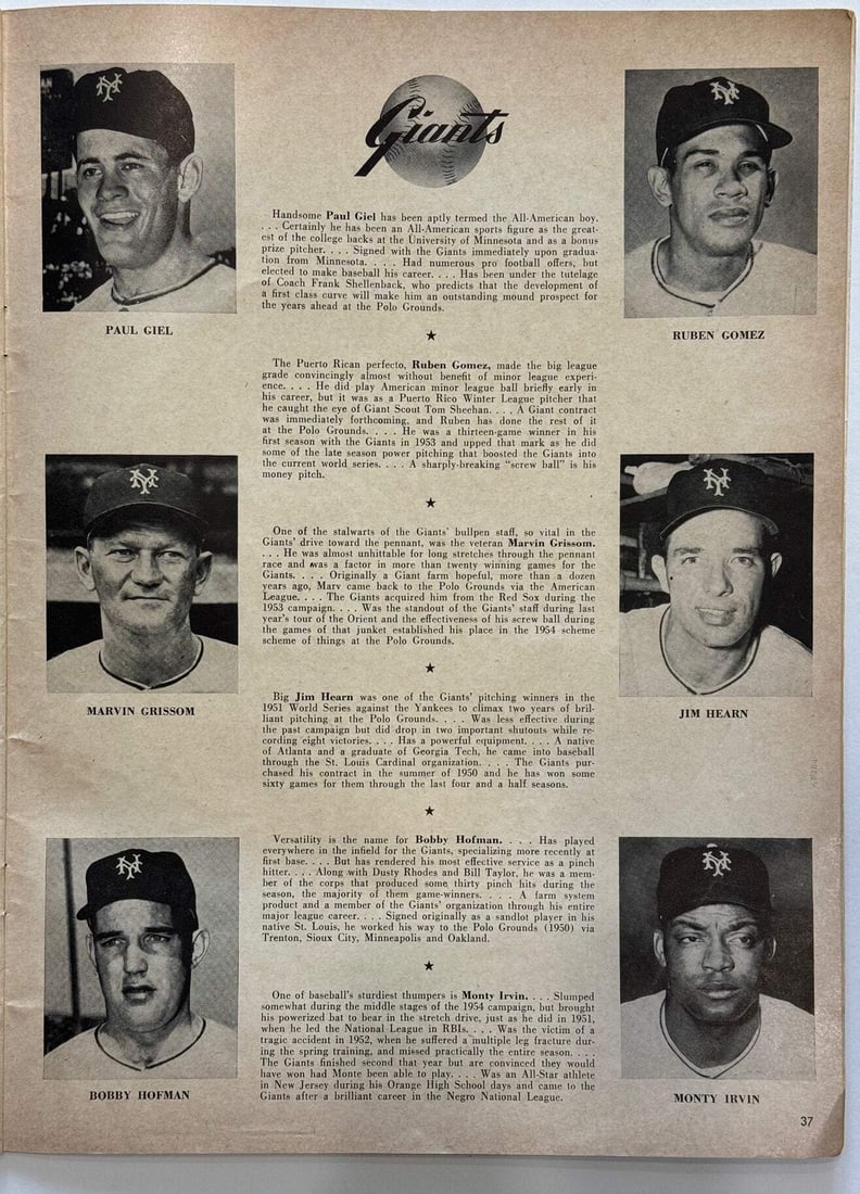 Indians Willie Mays Signed 1954 MLB World Series Program NY Giants vs Cleveland - 6