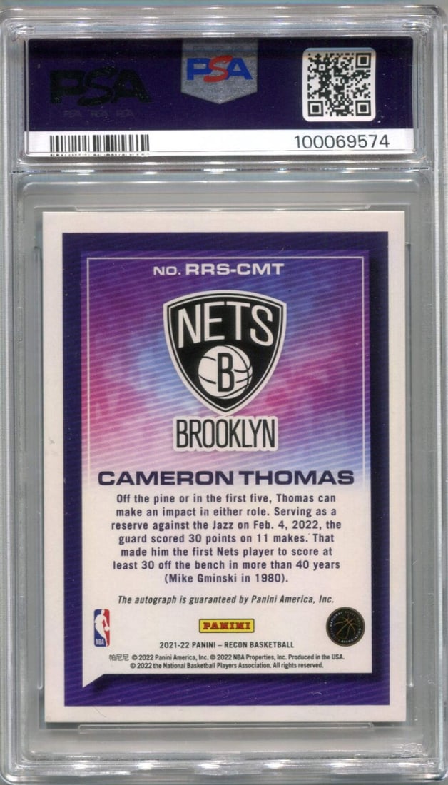 9 Cameron Thomas Panini Recon Auto #RRSCMT/ 49 PSA - 2
