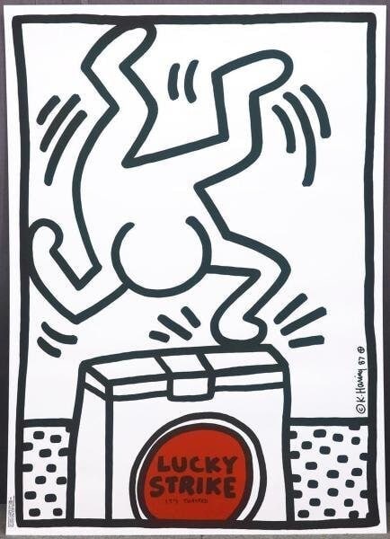 1987 Keith Haring Lucky Strike offset lithograph poster: 1987 Keith Haring Lucky Strike offset lithograph poster This listing features 1987 Keith Haring Lucky Strike offset lithograph poster. Item specifics are provided below. Item Specifics: Artist: Keith