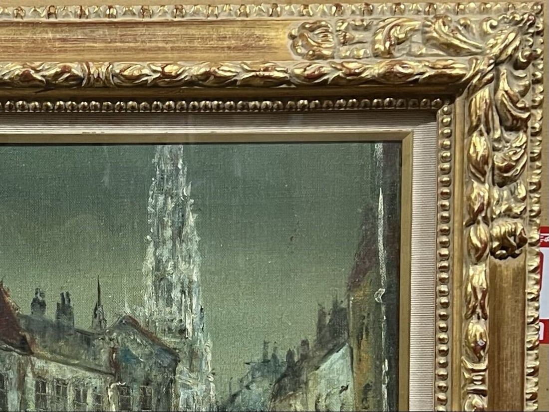 Framed Istvan Hunyadi Original Oil Painting F6 Hungary Night Church Cityscape - 4