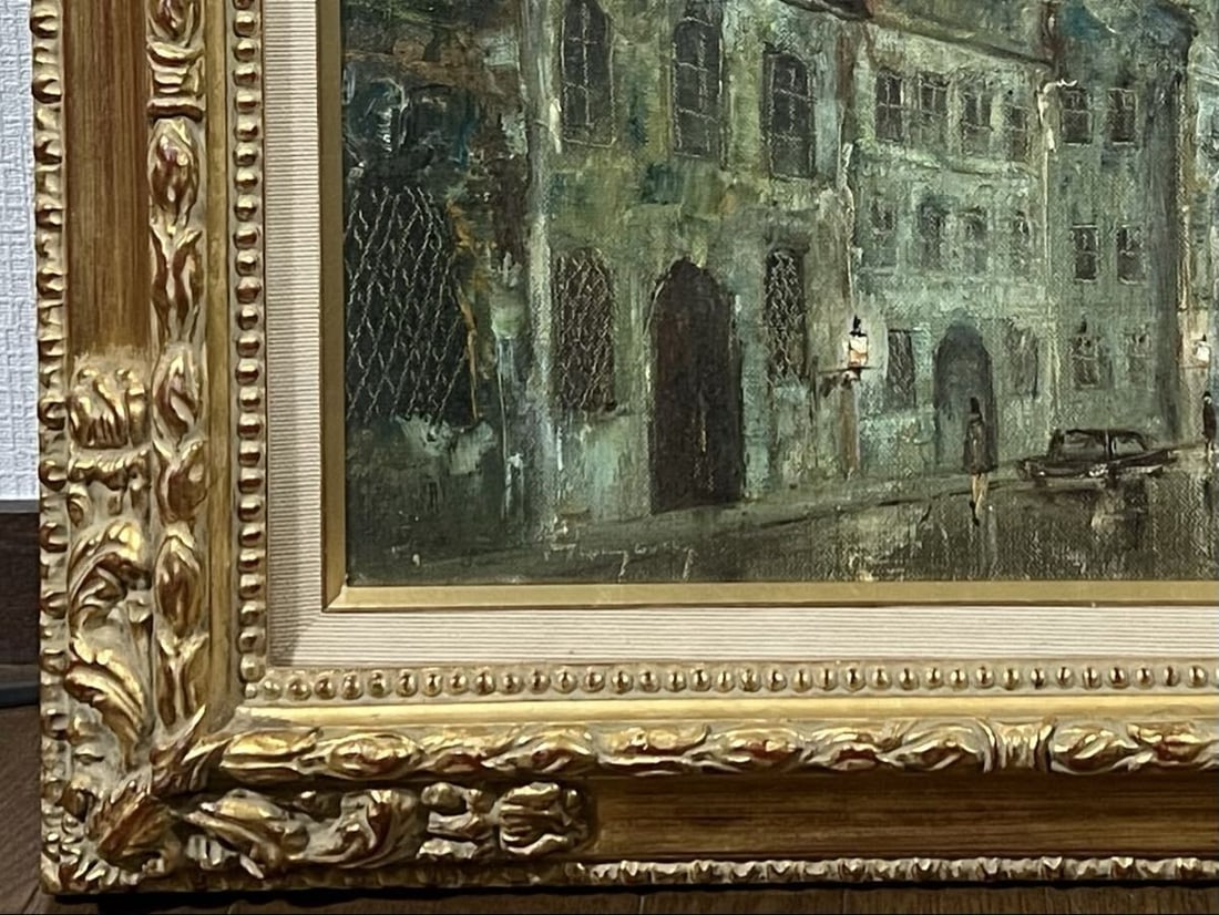 Framed Istvan Hunyadi Original Oil Painting F6 Hungary Night Church Cityscape - 5