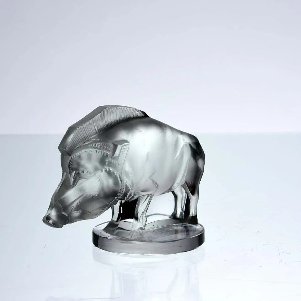 signe - Ren Lalique Art Deco style glass car mascot "Sanglier" (Wild Boar) - 1929 - 2