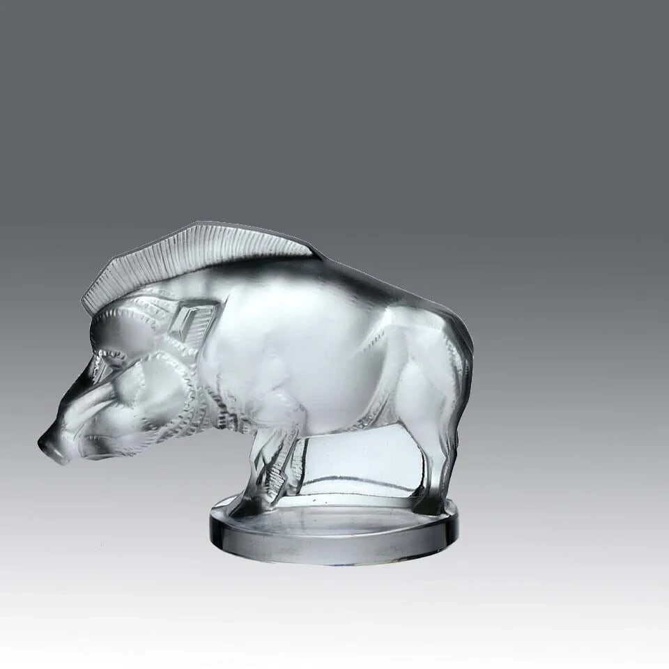 signe - Ren Lalique Art Deco style glass car mascot "Sanglier" (Wild Boar) - 1929 - 9