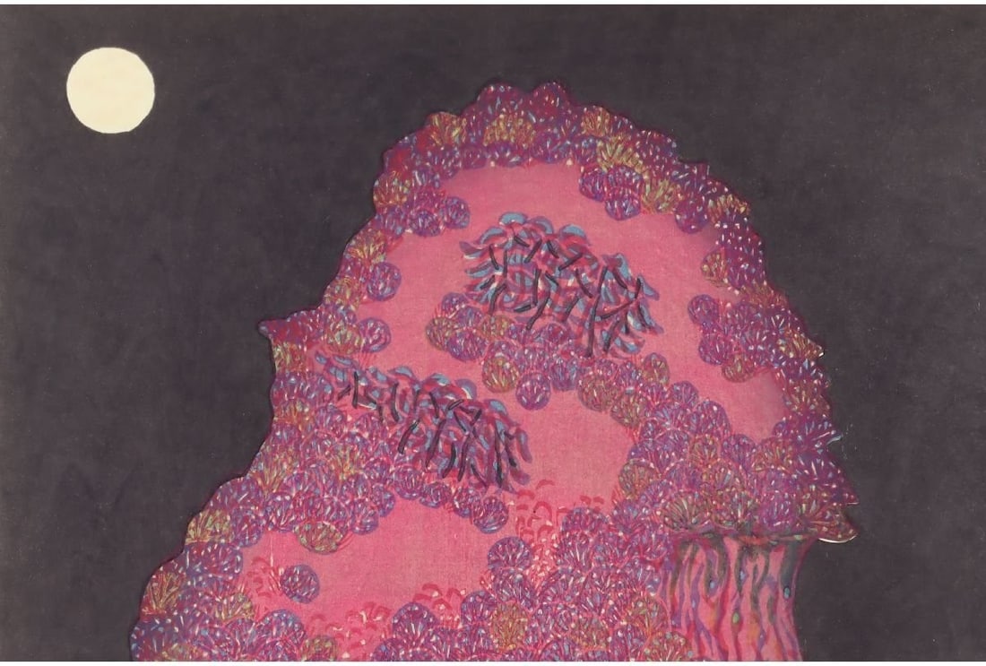 Signed Munenori Makino Moonlit Ridge Japanese Woodblock Print 1981 Ed 95/ 100 - 2