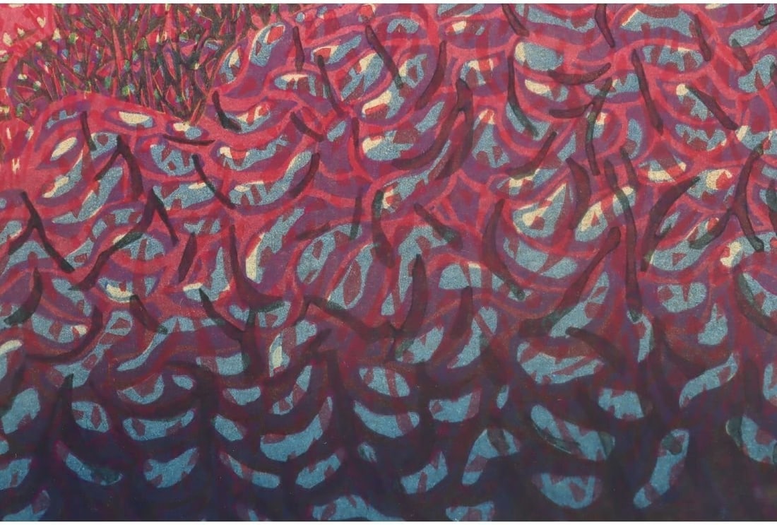 Signed Munenori Makino Moonlit Ridge Japanese Woodblock Print 1981 Ed 95/ 100 - 6