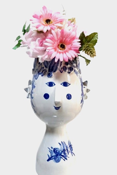 Handmade BJORN WIINBLAD Flower Vase "Girl from Arles" Blue House Ceramic (1 of 9)