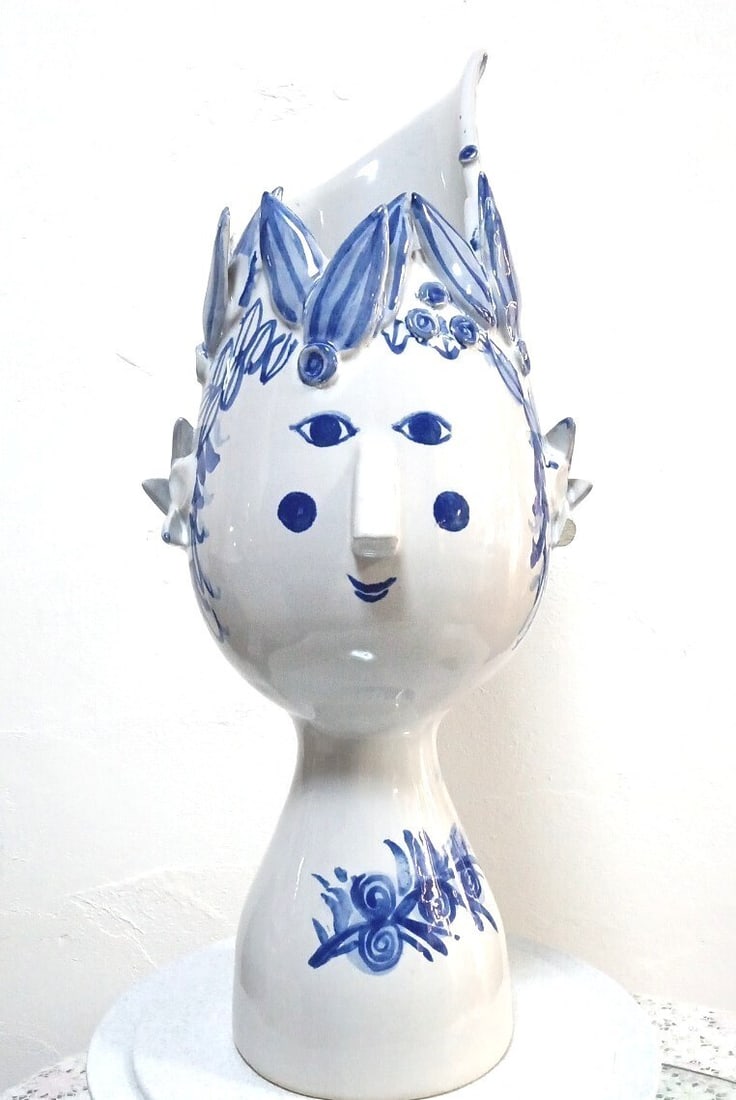 Handmade BJORN WIINBLAD Flower Vase "Girl from Arles" Blue House Ceramic - 2