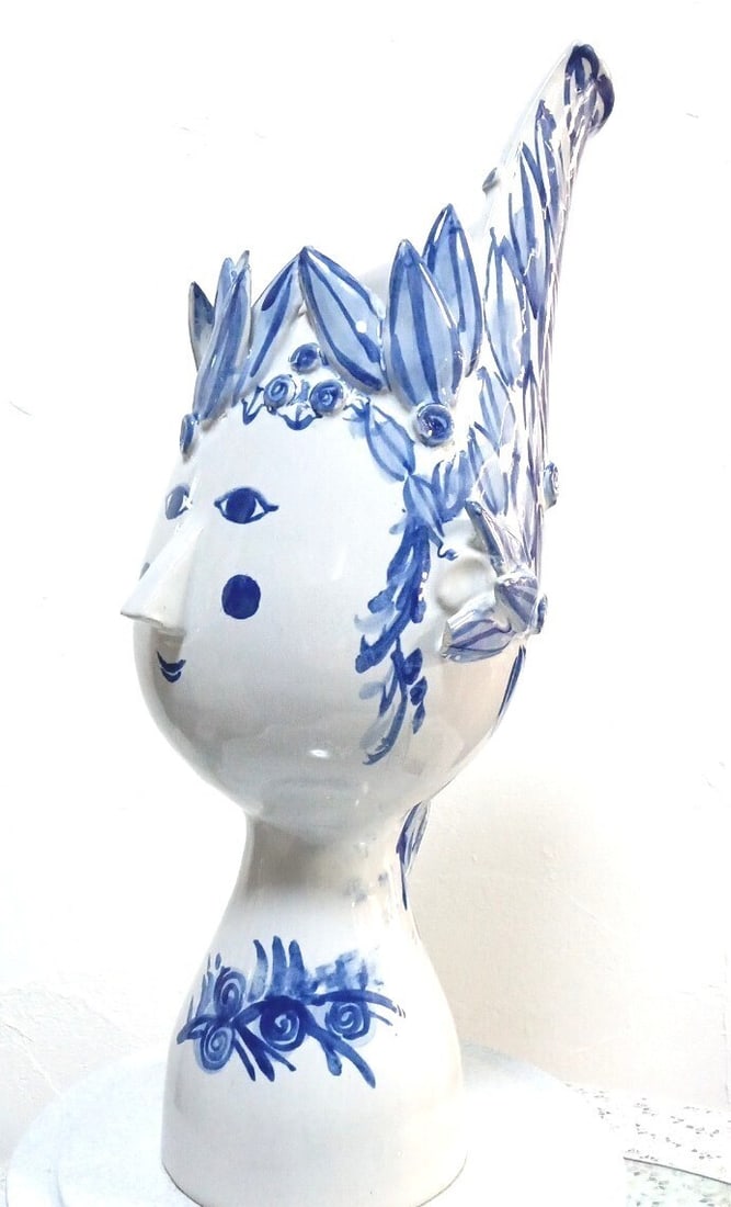 Handmade BJORN WIINBLAD Flower Vase "Girl from Arles" Blue House Ceramic - 3