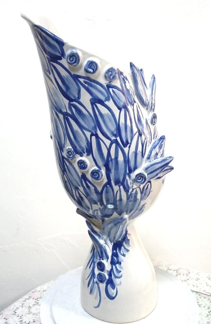 Handmade BJORN WIINBLAD Flower Vase "Girl from Arles" Blue House Ceramic - 5