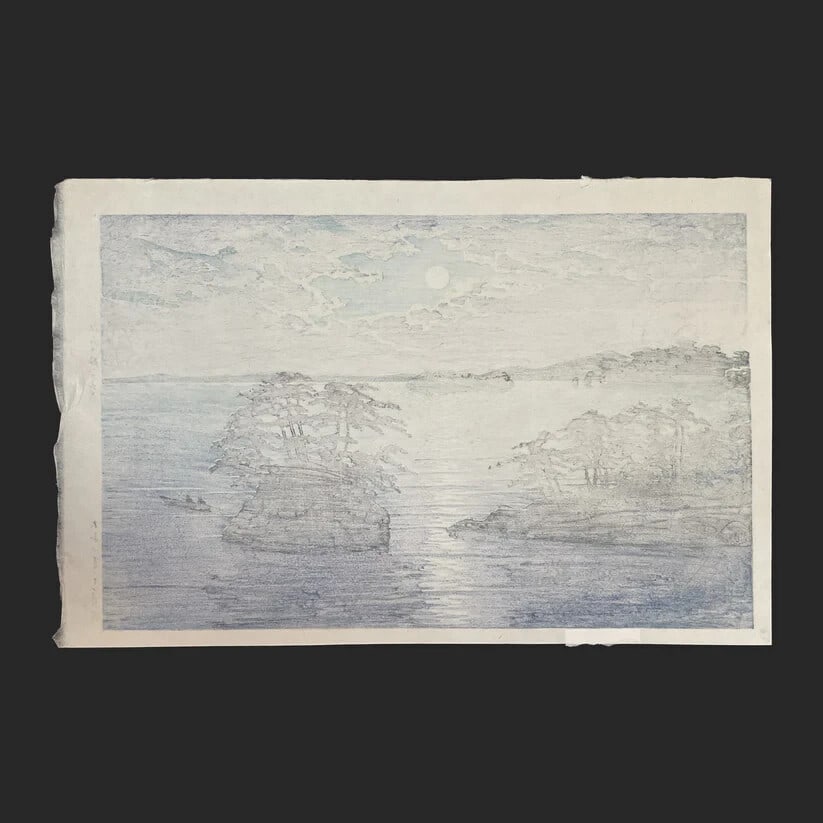 MatsushimaJapanese Woodblock Print - Kawase Hasui Moonrise at Futago Island - 2