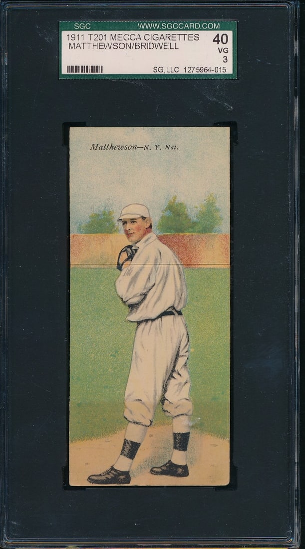 200898 1911 Mecca T201 Mecca Double Folders Christy Mathewson & Bridwell SGC 3 (1 of 2)
