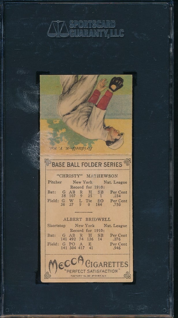 200898 1911 Mecca T201 Mecca Double Folders Christy Mathewson & Bridwell SGC 3 - 2