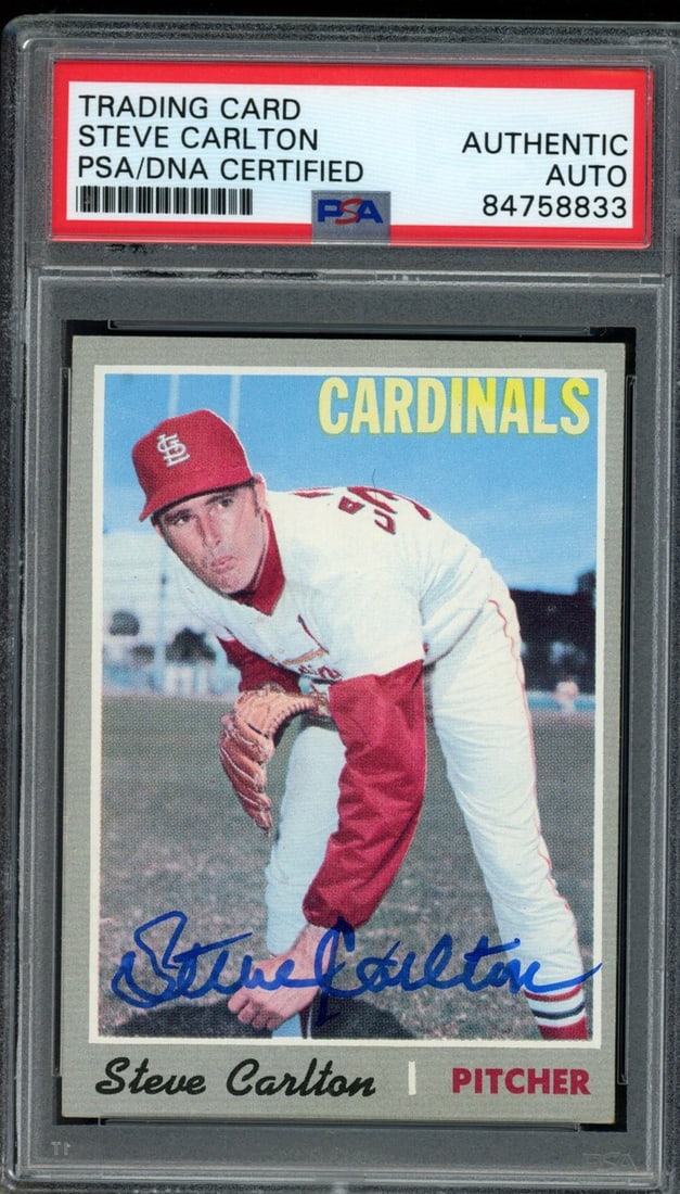 DNA 1970 TOPPS Steve Carlton HOF #220 Authentic Card Signed Cardinals PSA/ (1 of 2)
