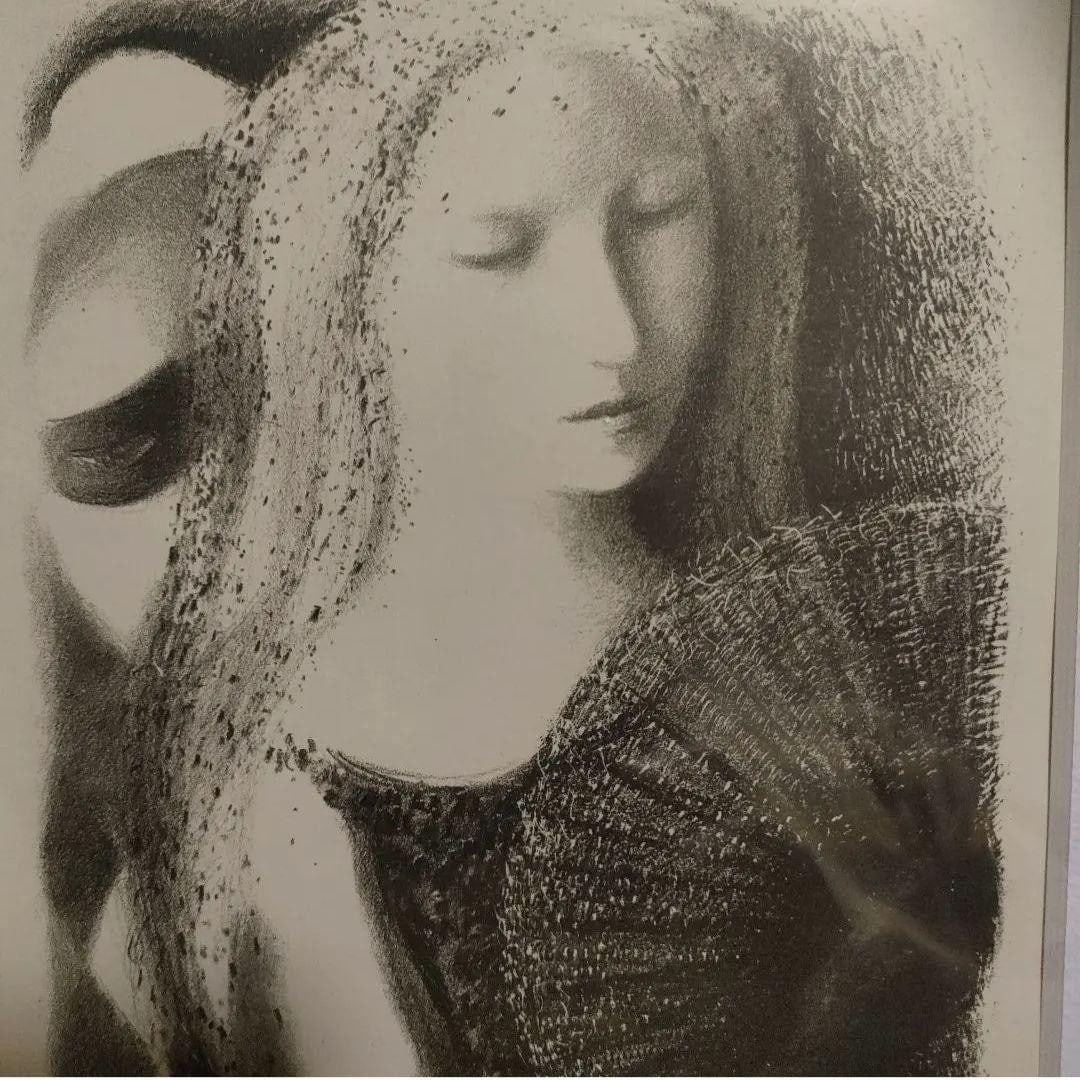 Framed - Ludmila Jirincova Signed Lithograph Woman Portrait Czech Modernist Art - 4