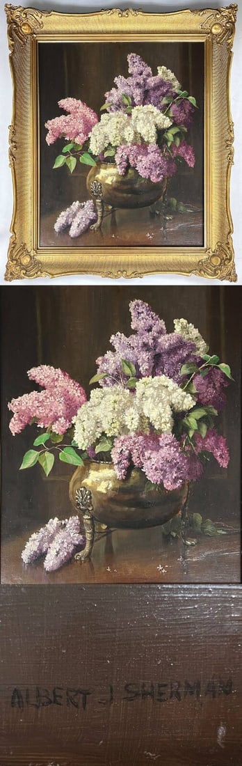 Signed Albert John Sherman (Australian) Original Flower Painting Oil on board - 3