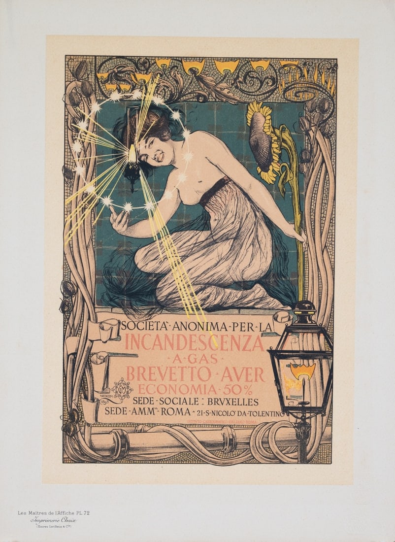 Maitres Incandescenza By Giovanni Mattaloni 1897 Stone Lithograph - 3