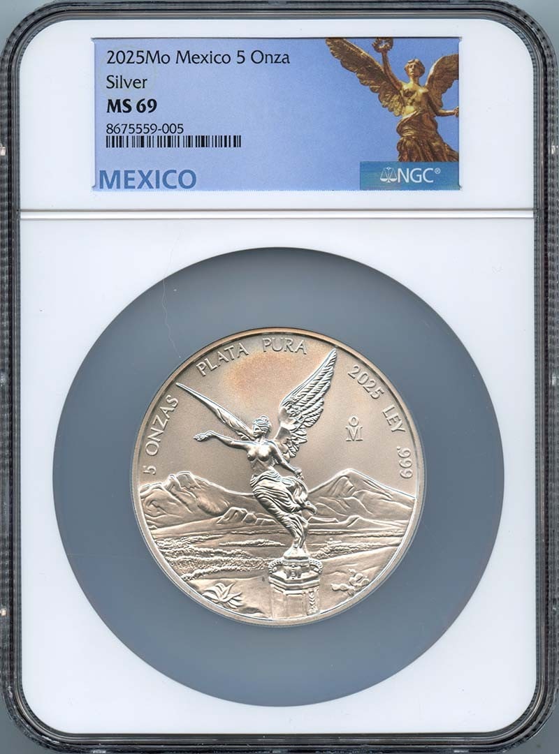 200 2025 Mo Mexico 5 Onza Libertad Silver NGC MS69 Low Mintage (1 of 1)