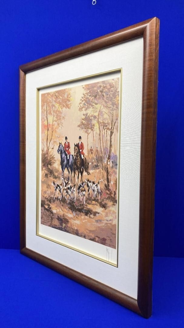 Print Mark King Silk Screen Serigraph Hunt Series Setting Out USA Signed - 2