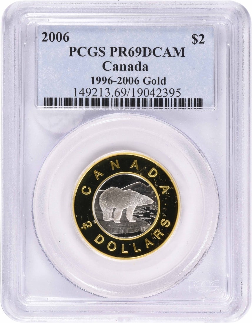 PCGS 2006 $2 Canada 1996-2006 Gold PR69DCAM (1 of 3)