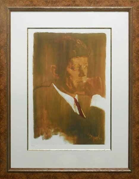 Signed Bernie Fuchs Portrait of JFK Limited Edition Embossed Lithograph 19/ 50 (1 of 5)
