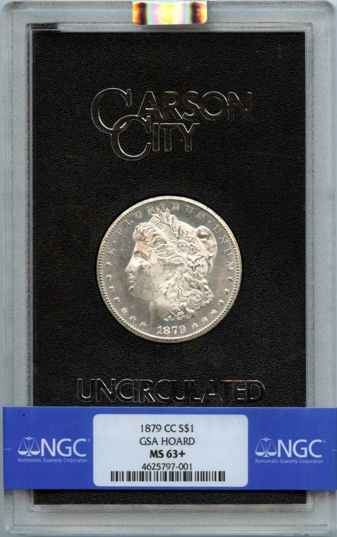 MS63+ 1879-CC Morgan Dollar GSA HOARD S$1 NGC: MS63+ 1879-CC Morgan Dollar GSA HOARD S$1 NGC This listing features MS63+ 1879-CC Morgan Dollar GSA HOARD S$1 NGC. Item specifics are provided below. Item Specifics: Certification: NGC Certification N