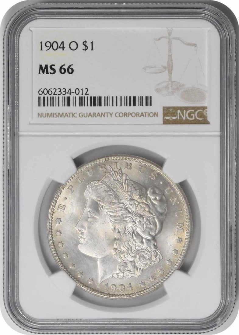 NGC 1904-O Morgan Silver Dollar MS66: NGC 1904-O Morgan Silver Dollar MS66 This listing features NGC 1904-O Morgan Silver Dollar MS66. Item specifics are provided below. Item Specifics: Country Of Origin: United States Certification: NGC