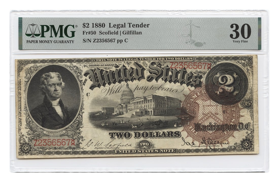Large Size - FR. 50 1880 $2 Legal Tender PMG VF30 (1 of 2)