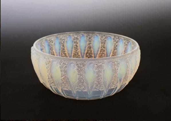 Mold-Blown Glass Vintage Rare - Ren Lalique Parakeet Bowl 1931 Opalescent (1 of 17)