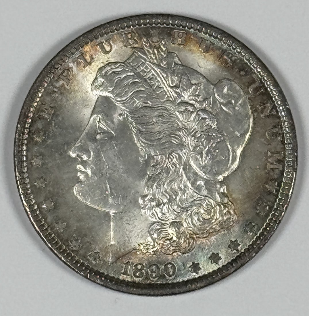 UNCIRCULATED 1890 MORGAN DOLLAR RAINBOW: UNCIRCULATED 1890 MORGAN DOLLAR RAINBOW This listing features UNCIRCULATED 1890 MORGAN DOLLAR RAINBOW. Item specifics are provided below. Item Specifics: Country Of Origin: United States
