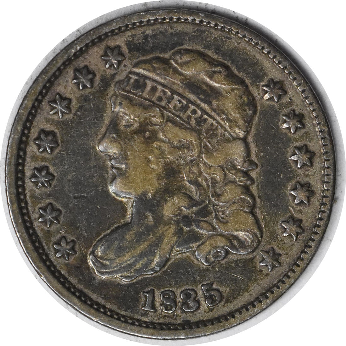 Uncertified 1835 Bust Silver Half Dime Choice VF: Uncertified 1835 Bust Silver Half Dime Choice VF This listing features Uncertified 1835 Bust Silver Half Dime Choice VF. Item specifics are provided below. Item Specifics: Country Of Origin: United