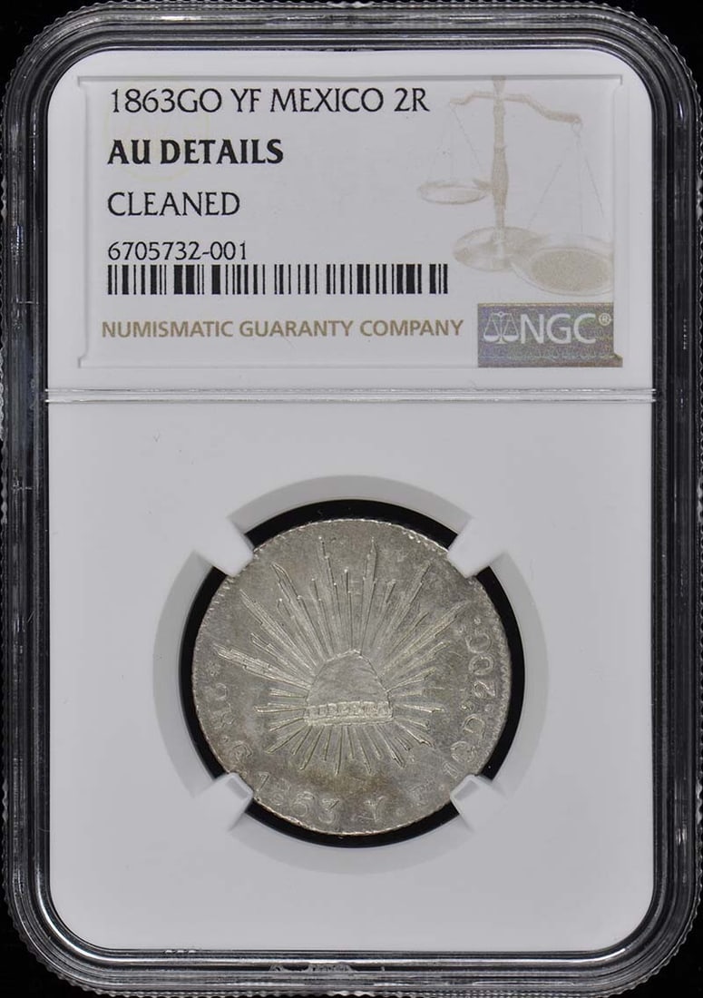 Details 1863GO YF MEXICO 2R NGC AU: Details 1863GO YF MEXICO 2R NGC AU This listing features Details 1863GO YF MEXICO 2R NGC AU. Item specifics are provided below. Item Specifics: Circulated/Uncirculated: Uncirculated Year: 1863