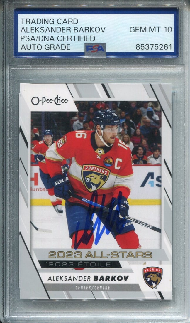 10 Aleksander Barkov Autographed O-Pee-Chee Card PSA Auto Grade: 10 Aleksander Barkov Autographed O-Pee-Chee Card PSA Auto Grade This listing features 10 Aleksander Barkov Autographed O-Pee-Chee Card PSA Auto Grade. Item specifics are provided below. Item